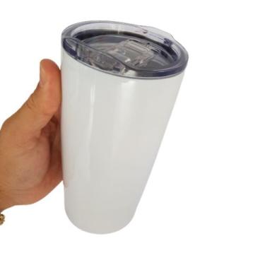 Imagem de Copo Térmico Parede Dupla Inox Branco com Tampa - Mimo Style, 590ml