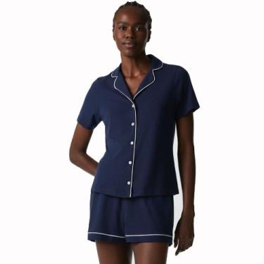 Imagem de Pijama Americano Feminino Curto Hering - Azul, Azul escuro, P