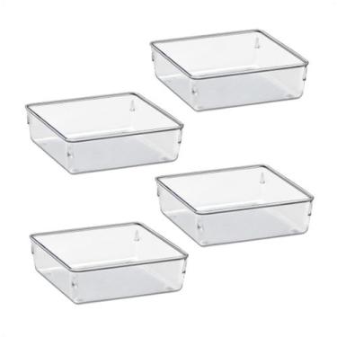 Imagem de Kit 4 Potes Organizadores Quadrados Grandes Multiuso Modular - Acrimet