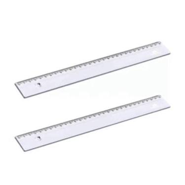 Imagem de Régua Escolar OEM Acrílico 30cm Kit com 2 Unidades Transparente