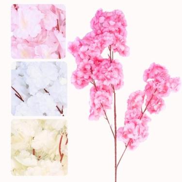Imagem de Haste Flor De Cerejeira Realista Grande Artificial Para Decoração Cast
