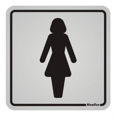 Imagem de Placa de Sinalização Sanitário Feminino 900 AB Auto-Adesiva Alumínio Anodizado 12x12cm Sinalize