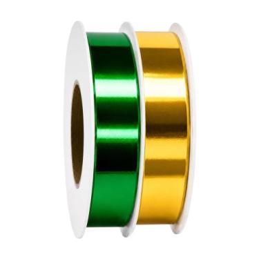 Imagem de Kit Fitas Metaloide 15mm x 50 metros Decorar Brasil Copa Verde Amarelo