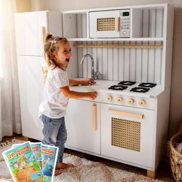 Imagem de Cozinha Infantil Retro com Geladeira Kit Livro Educativo - Eita Casa P