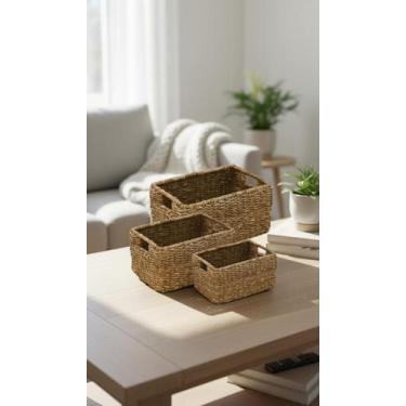 Imagem de Kit 3 Cestos Cachepot em Fibra Natural Com Alças - Congratulations Sto