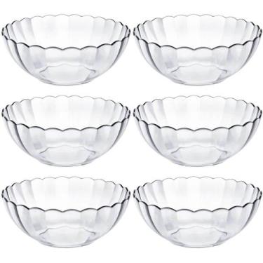 Imagem de Jogo 6 Tigelas de Vidro Saladeira Redonda Grande 3 Litros Bowl Bella M