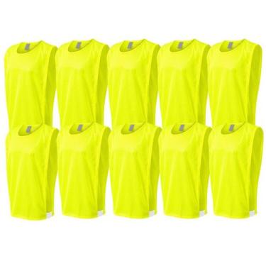 Imagem de Kit colete treino futebol 10 pçs trb liso tecido em poliéster, Amarelo