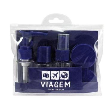 Imagem de Kit Frascos para Viagem Jacki Design 7 Peças Azul Marinho Akm20903