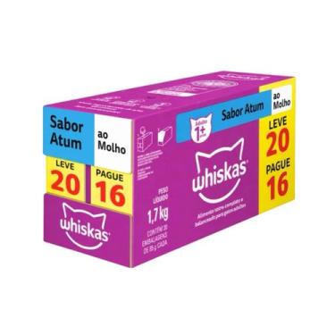 Imagem de Caixa Ração Úmida 85 g Sachê Atum ao Molho para Gatos Adultos Whiskas 