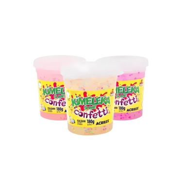 Imagem de Geleca & Slime Kimeleka Confetti com Base Transparente e Confeti Colorido Sortido Acrilex 180g