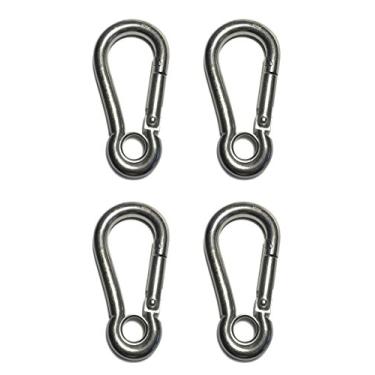 Imagem de 4 peças de aço inoxidável 316 gancho de mola com mosquetão de ilhós 3/8" (10 mm) grau marítimo