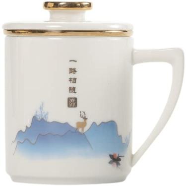 Imagem de PAYNAN Conjunto de chá de cerâmica com separação de água e chá, 400 ml, xícara de chá, filtro para escritório, copo de água