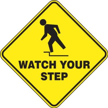 Imagem de Accuform Signs PSR428 Slip-Gard Adesivo Vinil Forma Diamante Placa de Chão, Legend "Watch Your Step", 43 cm de Comprimento x 43 cm de Largura, Preto em Amarelo