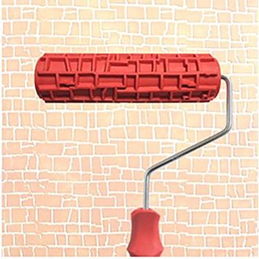 Imagem de Yajun Rolo de tinta de borracha para decoração de parede, ferramentas de decoração de parede de 17,78 cm, ferramenta de arte com alça, pincel de pintura de textura para arte manual doméstica, A