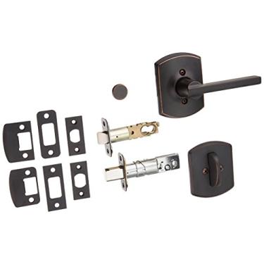 Imagem de Schlage Lock Company F59LAT716GRW Maçaneta Latitude pacote interior de cilindro único com bronze decorativo e envelhecido