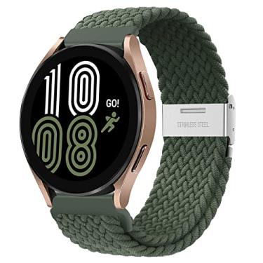 Imagem de Pulseira de nylon trançado para Samsung Galaxy Watch 3 de 45 mm e 46 mm para Huawei Watch GT 2/3/Pro 46 mm, pulseira elástica de relógio de 22 mm, pulseira esportiva de nylon elástica para Amazfit GTR 47 mm, verde militar