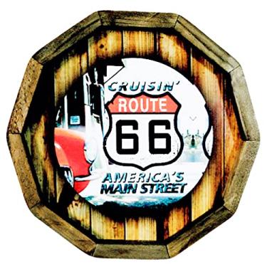 Imagem de Quadro Tampa de Barril em Madeira Rústica - Route 66