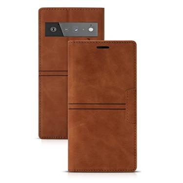 Imagem de Capa carteira para Google Pixel 6/6Pro, couro PU magnético flip folio capa com suporte para cartões e proteção de câmera à prova de choque TPU capas de proteção, marrom, 6 Pro 17 cm