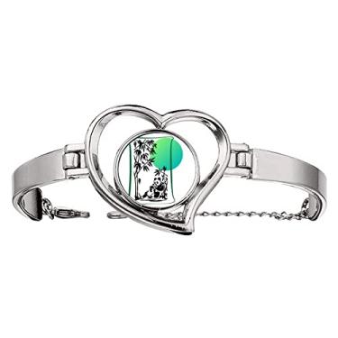 Imagem de Bracelete de arame para mãe Art Deco Fashion com coração e bijuteria, Medium, Metal