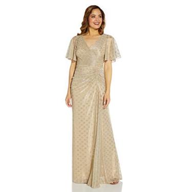 Imagem de Adrianna Papell Vestido feminino metálico, Champanhe dourado, 42
