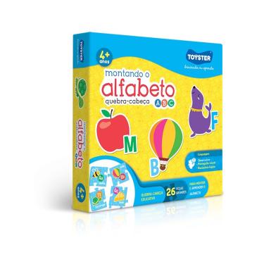 Quebra Cabeça Infantil 3D Madeira MDF Alfabeto 26 Peças Dog