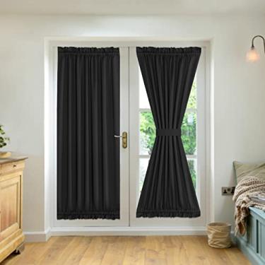 Imagem de painéis cortinas de porta francesa com rod bolso tieback interior bloqueio de sol privacidade ilhós cortinas cortina blackout térmica para janela cozinha pátio portas 25 x 72 polegadas