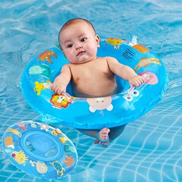 Imagem de Boia de piscina para bebês com dossel UPF50+ em forma de carro inflável para natação com assento de segurança para crianças, anel de natação para piscina, verão, piscina, praia, atividades