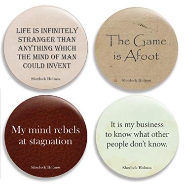 Imagem de Sherlock Holmes – Conjunto de 4 broches e broches (5 cm)
