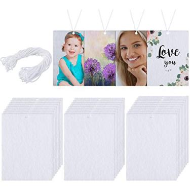 Imagem de Maitys 25 peças de lençóis de ambientador de sublimação perfumados para pendurar aromatizadores perfumados de feltro em branco com corda elástica para decoração de interiores de carro, banheiro