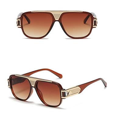 Imagem de Óculos de sol quadrado steampunk masculino de luxo designer de armação grande óculos de sol feminino masculino vintage óculos pretos uv400, marrom marrom, tamanho único