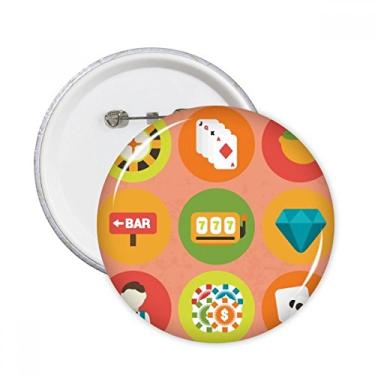 Imagem de Ilustração de elementos de desenho animado de cassino pinos redondos emblema botão decoração acessório 5 peças