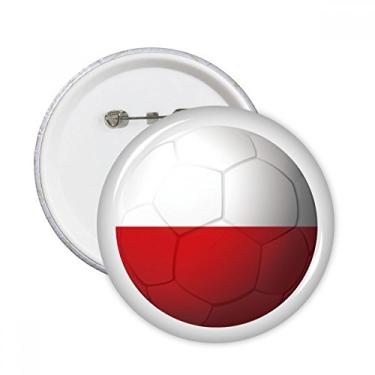 Imagem de Broche redondo de futebol da bandeira nacional da Polônia com emblema de botão, 5 peças