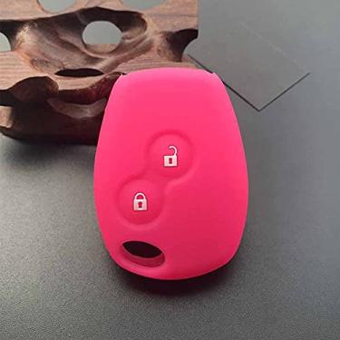 Imagem de YJADHU Capa de chave de carro de silicone, capa de chave remota, apto para Renault 2 botões Kangoo Dacia Scenic Megane Sandero Captur Twingo Modus, rosa