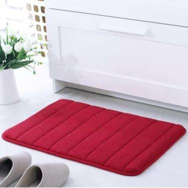Imagem de MYAMIA Espuma de memória de microfibra tapete de banheiro tapete absorvente antiderrapante tapete tapete - vermelho
