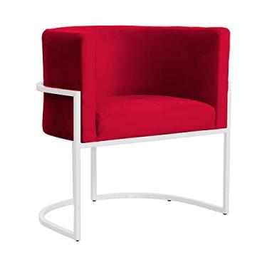 Imagem de Poltrona Luana para Escritório Base Branca Veludo Cores - DS Estofados