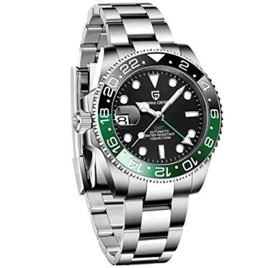 Imagem de Pagani Design Relógios masculinos GMT automático Japão NH34 Movimento Safira Vidro Aço Inoxidável 40 mm Super Luminoso Relógio de Pulso Impermeável(Preto, verde - 3)