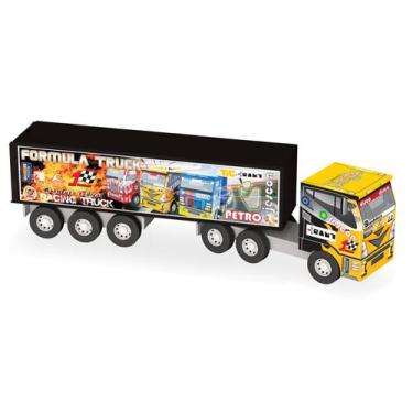 Caminhão Carreta De Brinquedo Iveco Hi-way Tora De Madeira - R$ 61,5