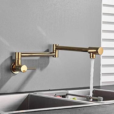 Imagem de Torneira de parede preta cromada única torneira de água fria 360 bico giratório torneira de lavagem dobrável pescoço torneira da cozinha do banheiro, D2