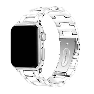 Imagem de Pulseira 3 Elos Transparente LTIMPORTS compativel com Apple Watch 46mm Series 11/10, 45mm Series 9/8/7, 44mm Series 6/5/4/SE, 42mm Series 3/2/1 e Apple Watch Ultra 49mm 3/2/1