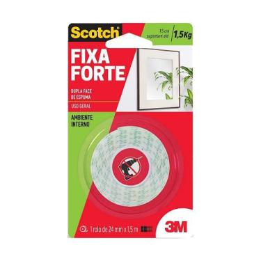Imagem de Fita Dupla Face Scotch 3M Fixa Forte Espuma 24mm X 1,5M