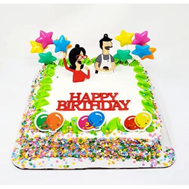 Imagem de Conjunto de topo de bolo Bob's Burger com The Belcher's Bob, Linda, Tina, Louise, Gene, Kuchi Kopi e acessórios