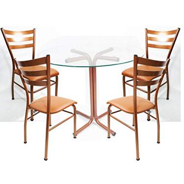 Imagem de Conjunto 4 cadeiras cobre para cozinha com reforço + mesa com vidro - Poltronas do Sul