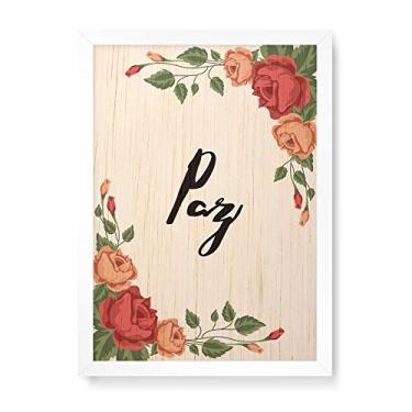 Imagem de Arte Maníacos Quadro Decorativo em Madeira Paz Flores - 23x16,25cm (Moldura caixa em laca branca)