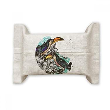 Imagem de Pintura de tinta Toco Tropical Bird Capa de papel para lenços faciais Bolsa de linho de algodão