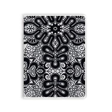 Imagem de Caderno de capa macia estilo rococó preto europeu com estampa branca