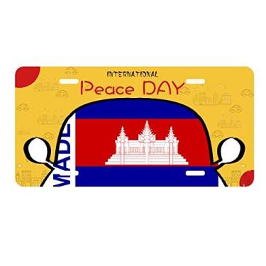 Imagem de DIYthinker Placa de licença Made in Camboja Country Love Decoração de carro Dia da Paz