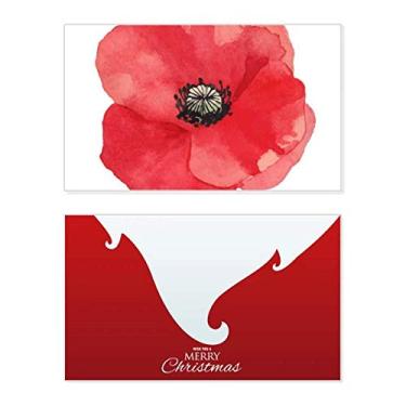 Imagem de Aquarela Pintura de flor vermelha de milho feriado Feliz Natal Cartão de parabéns Mensagem de Natal Letra de Natal