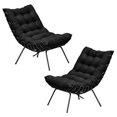 Imagem de Kit 2 Poltronas Decorativas Sala de Estar Abel Base de Ferro Preto Veludo Preto - Gran Belo