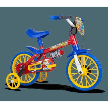 Imagem de Bicicleta Infantil Aro 12 Masculina Nathor Fireman Vermelha/Amarela/Az