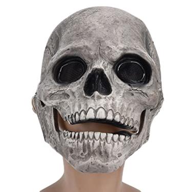 Imagem de Máscara de caveira de cabeça inteira capacete de terror com mandíbula móvel máscara assustadora de látex realista para festivais, cosplay, fantasia de Halloween, festas de máscaras,